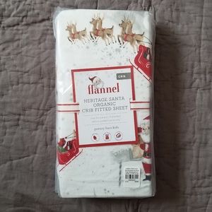 NWT Flannel Crib Sheets - Heritage Santa